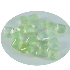 riyogems 1pc グリーン プレナイト ファセット 4x4 mm 正方形の形状の魅力的な品質の宝石