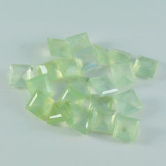 riyogems 1pc グリーン プレナイト ファセット 4x4 mm 正方形の形状の魅力的な品質の宝石