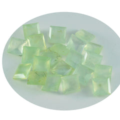 Riyogems 1 Stück grüner Prehnit, facettiert, 5 x 5 mm, quadratische Form, hübsche Qualitätsedelsteine