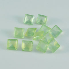 Riyogems 1PC Green Prehnite Faceted 7x7 mm Square Shape good-looking Quality Gemstone
