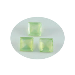 Riyogems 1 Stück grüner Prehnit, facettiert, 9 x 9 mm, quadratische Form, ausgezeichnete Qualität, lose Edelsteine
