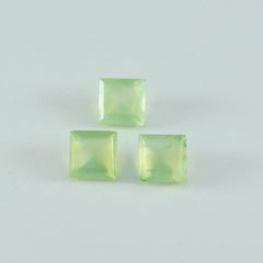 Riyogems 1 Stück grüner Prehnit, facettiert, 9 x 9 mm, quadratische Form, ausgezeichnete Qualität, lose Edelsteine