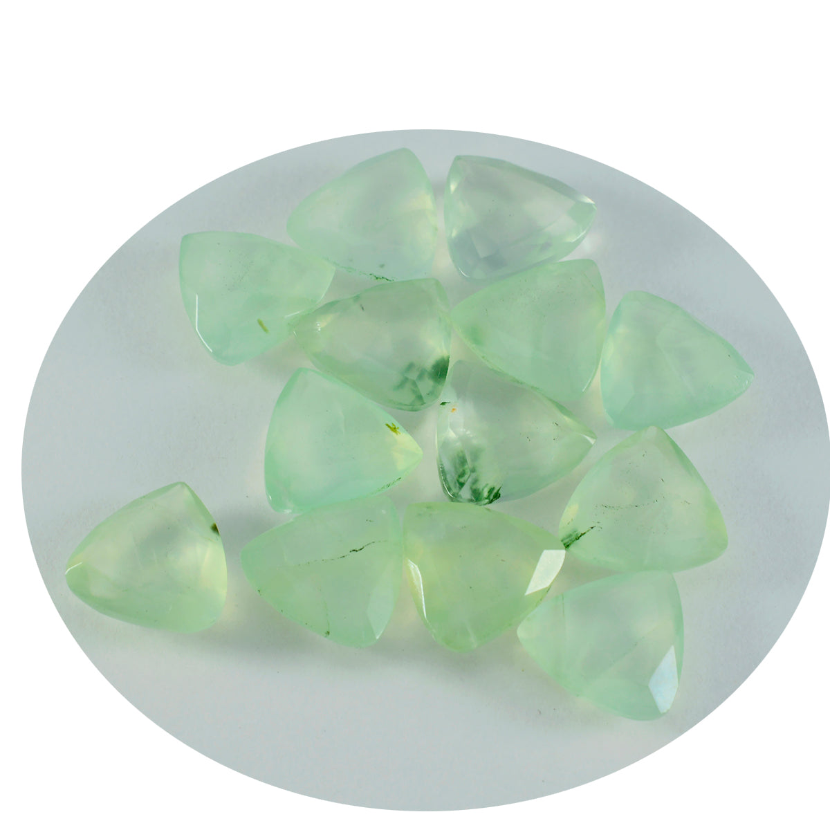 Riyogems 1PC Green Prehnite Faceted 5x5 mm Trillion Shape wonderful Quality Loose Gems