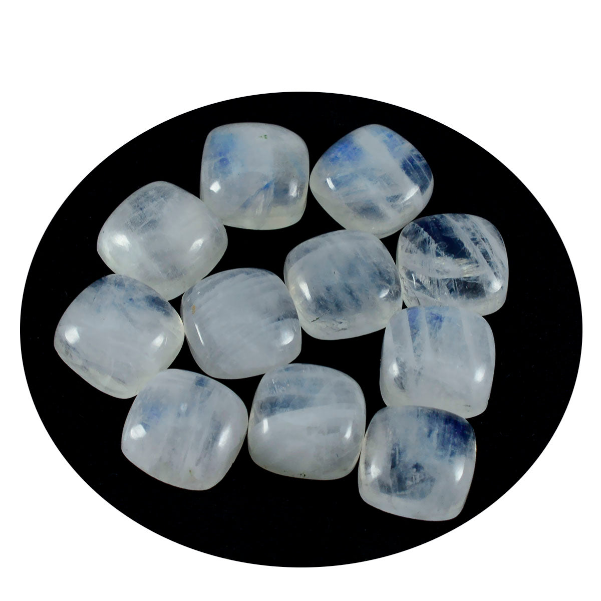 riyogems 1pc white rainbow moonstone cabochon 5x5 mm cushion shape a 1 quality gem