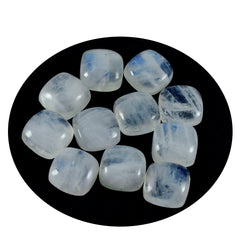 Riyogems 1PC White Rainbow Moonstone Cabochon 5x5 mm Cushion Shape A+1 Quality Gem