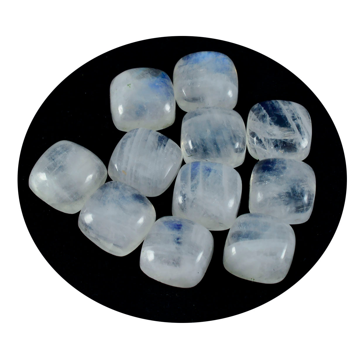 riyogems 1pc white rainbow moonstone cabochon 6x6 mm cushion shape a1 quality gems