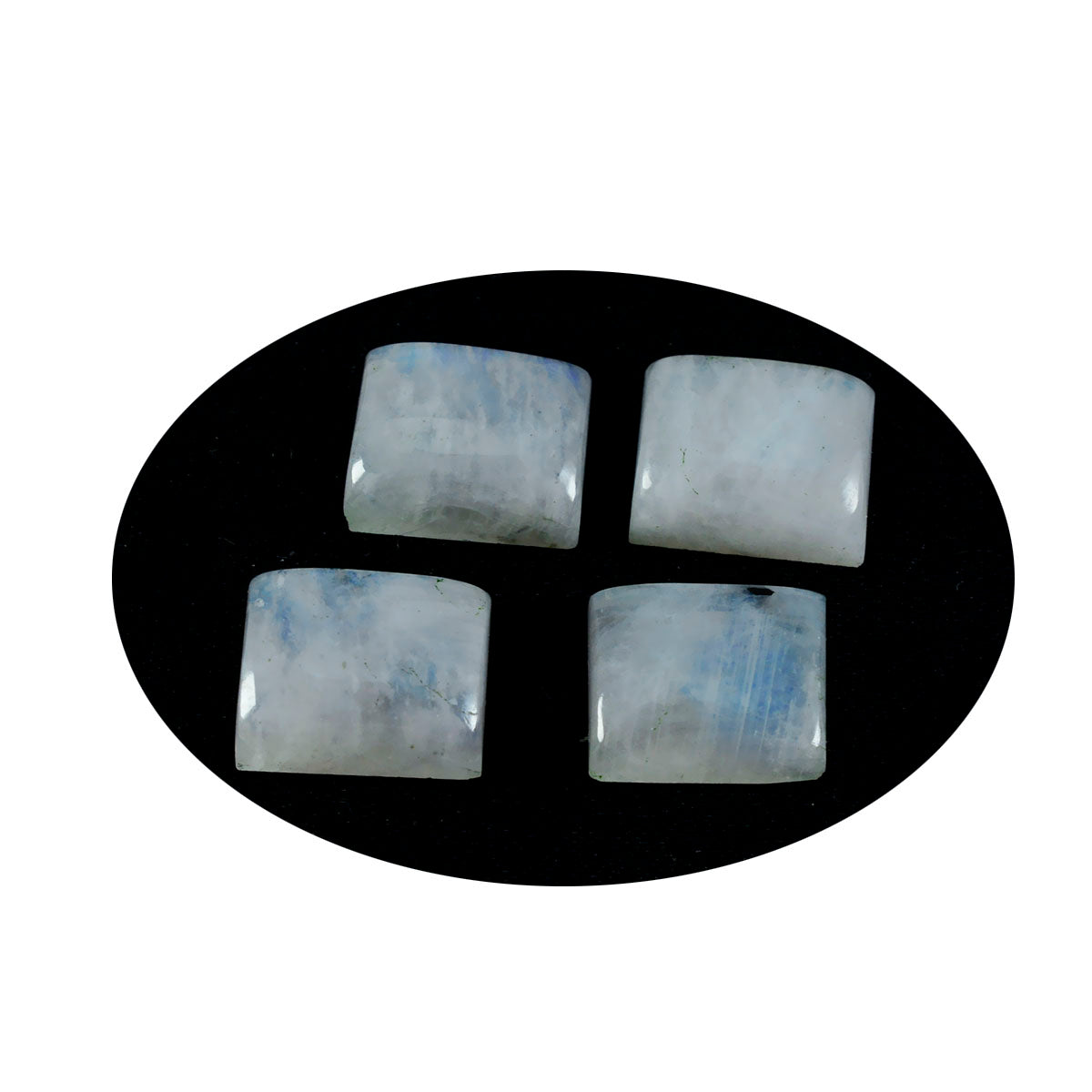 Riyogems 1 Stück weißer Regenbogen-Mondstein-Cabochon, 10 x 14 mm, achteckige Form, schöne, hochwertige lose Edelsteine