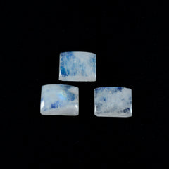 Riyogems 1 Stück weißer Regenbogen-Mondstein-Cabochon, 9 x 11 mm, achteckige Form, hübscher Qualitäts-Edelstein