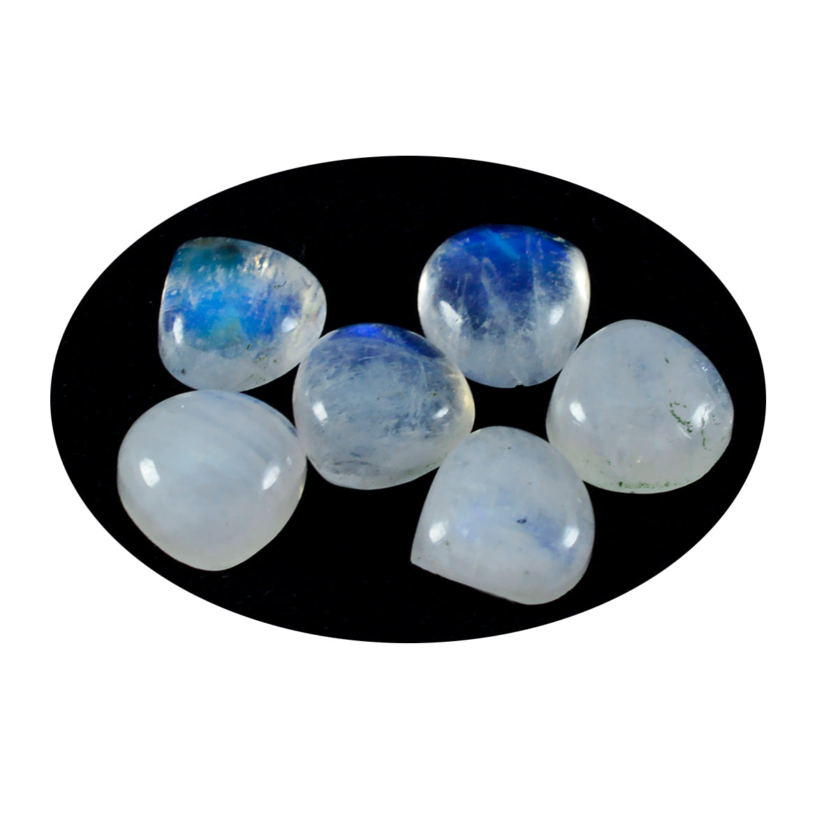 Riyogems 1PC White Rainbow Moonstone Cabochon 10x10 mm Heart Shape awesome Quality Loose Gems