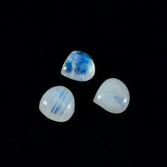 Riyogems 1pc cabochon de pierre de lune arc-en-ciel blanc 13x13mm en forme de coeur mignon bijou de qualité