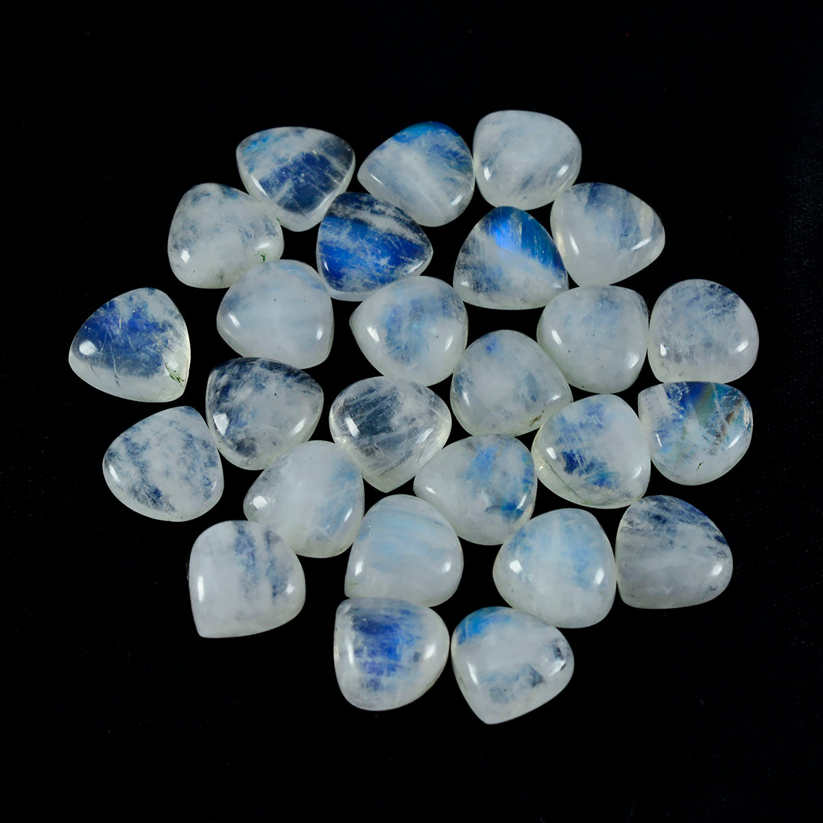 Riyogems 1PC White Rainbow Moonstone Cabochon 4x4 mm Heart Shape great Quality Loose Gemstone