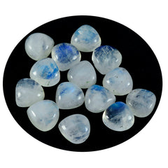 Riyogems 1PC White Rainbow Moonstone Cabochon 7x7 mm Heart Shape wonderful Quality Stone