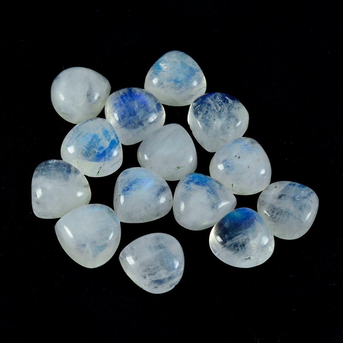 riyogems 1pc white rainbow moonstone cabochon 7x7 mm heart shape wonderful quality stone