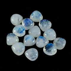 Riyogems 1PC White Rainbow Moonstone Cabochon 7x7 mm Heart Shape wonderful Quality Stone