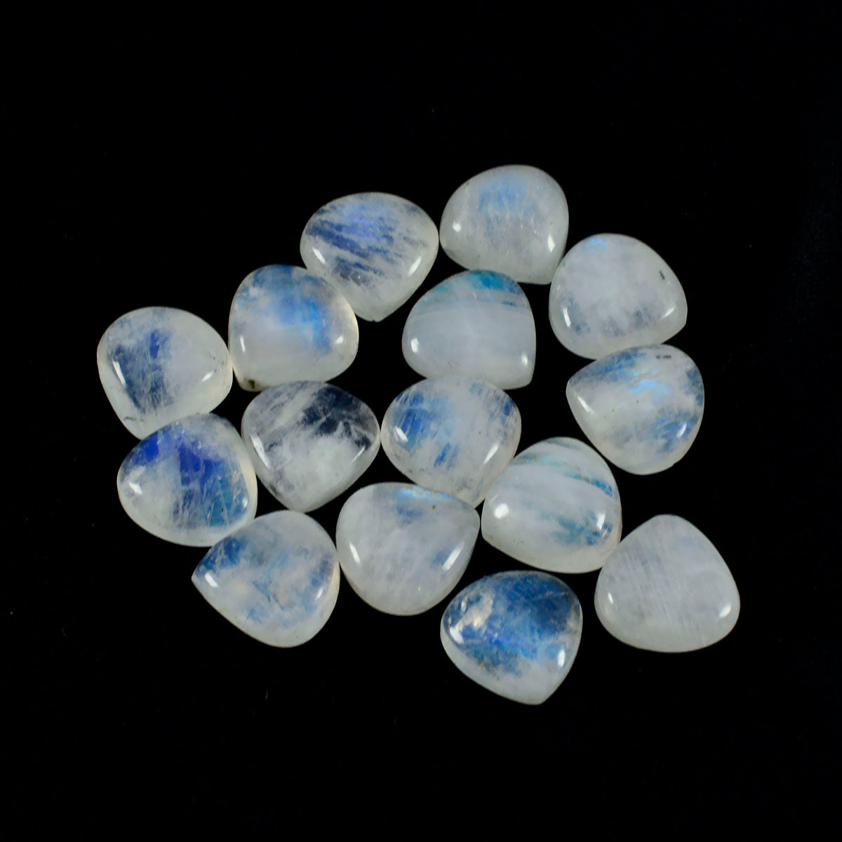 Riyogems 1PC White Rainbow Moonstone Cabochon 9x9 mm Heart Shape superb Quality Loose Gem