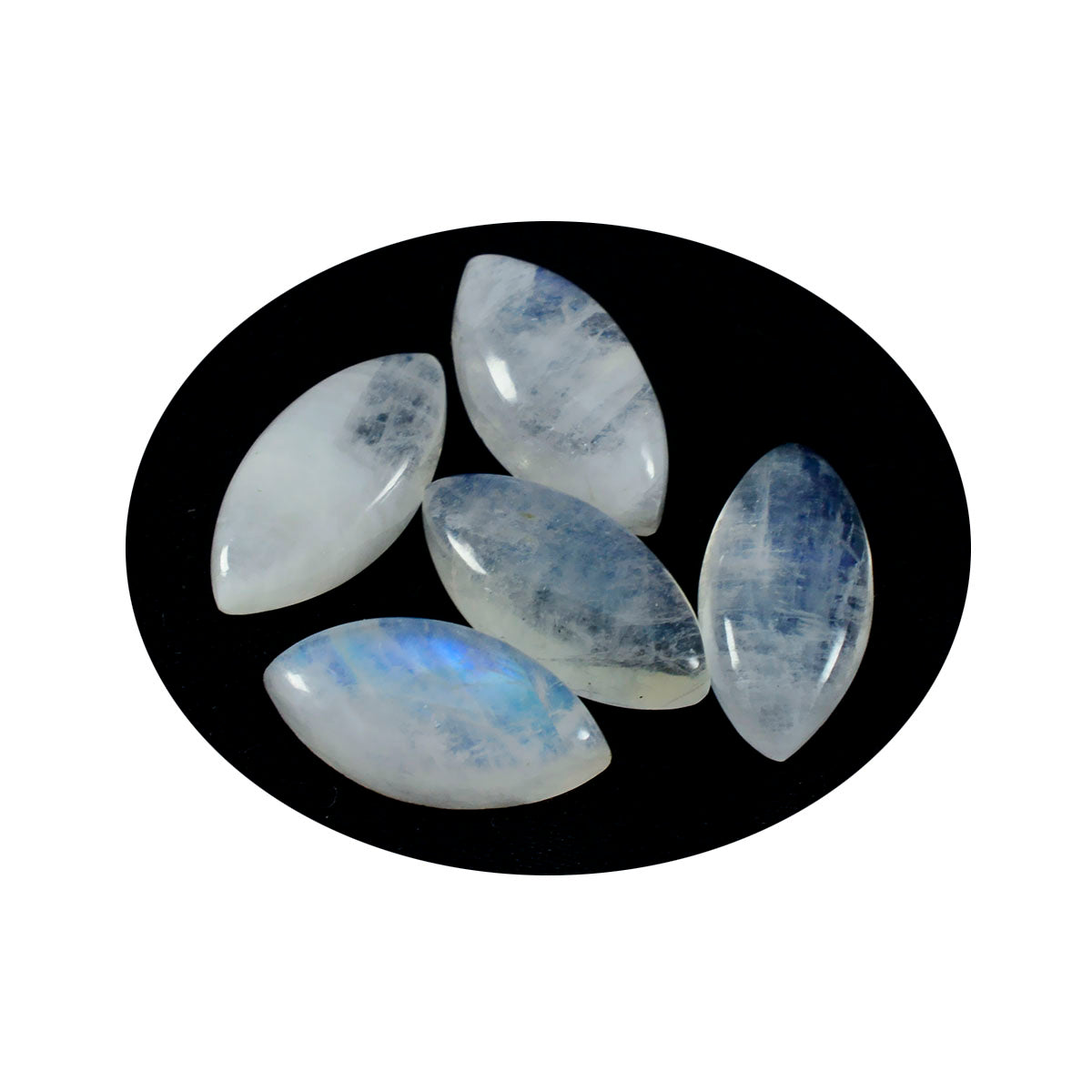 Riyogems, 1 pieza, cabujón de piedra lunar arcoíris blanca, 10x20mm, forma de marquesa, piedra de calidad atractiva