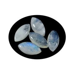 Riyogems 1PC White Rainbow Moonstone Cabochon 10x20 mm Marquise Shape attractive Quality Stone