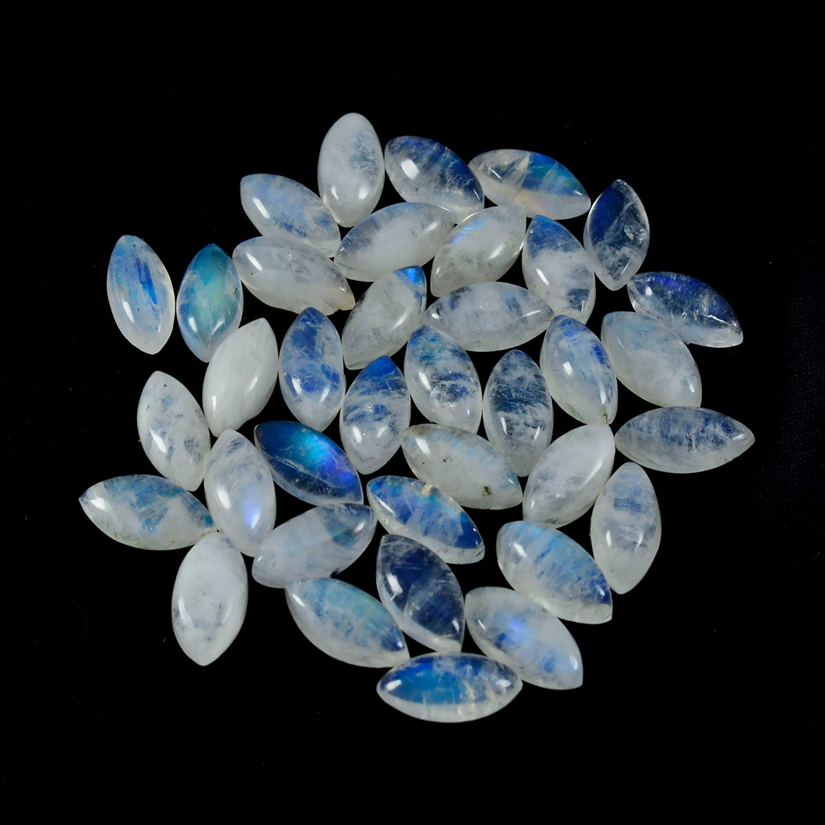 riyogems 1 шт. белый радужный лунный камень кабошон 6x12 мм форма маркиза качество A1 свободный камень