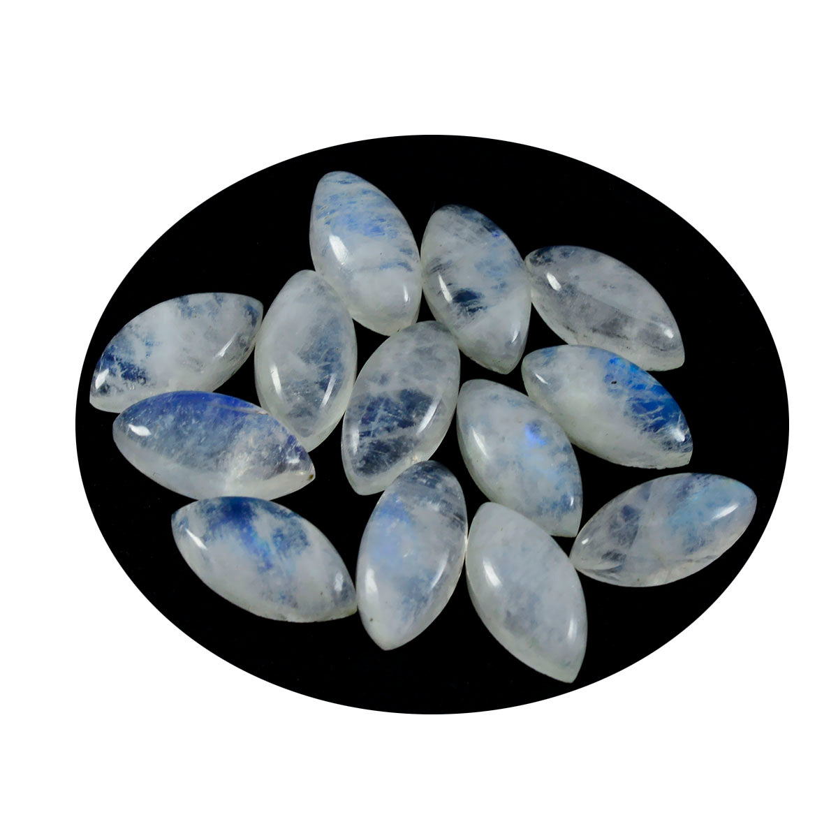 Riyogems 1PC White Rainbow Moonstone Cabochon 8x16 mm Marquise Shape Nice Quality Gem