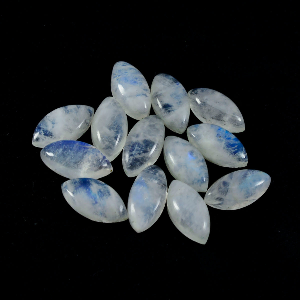 riyogems 1pc white rainbow moonstone cabochon 8x16 mm marquise shape nice quality gem