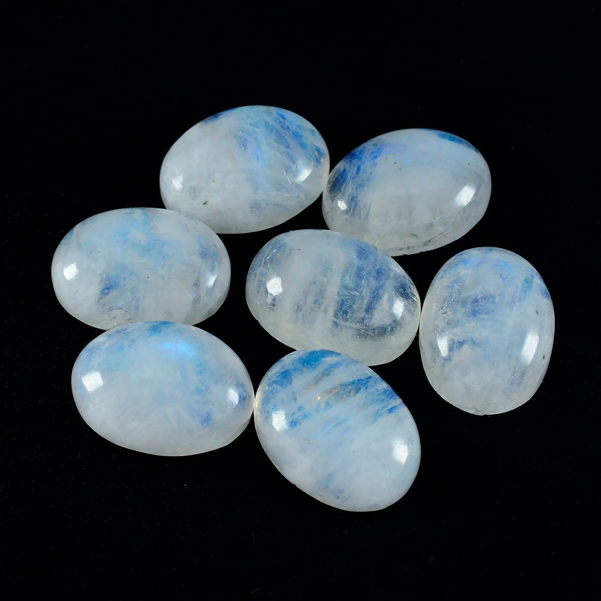 riyogems 1pc cabochon de pierre de lune arc-en-ciel blanc 10x14 mm forme ovale belle pierre précieuse de qualité