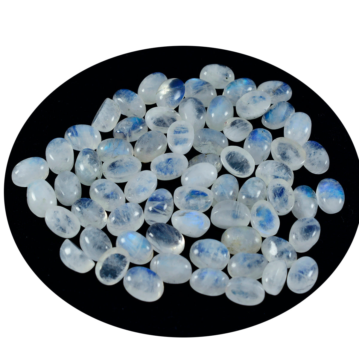 riyogems 1pc cabochon de pierre de lune arc-en-ciel blanc 3x5 mm forme ovale jolie pierre précieuse de qualité