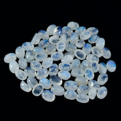 1 pieza de cabujón de piedra lunar arcoíris blanca de riyogems, forma ovalada de 3x5 mm, piedra preciosa de buena calidad
