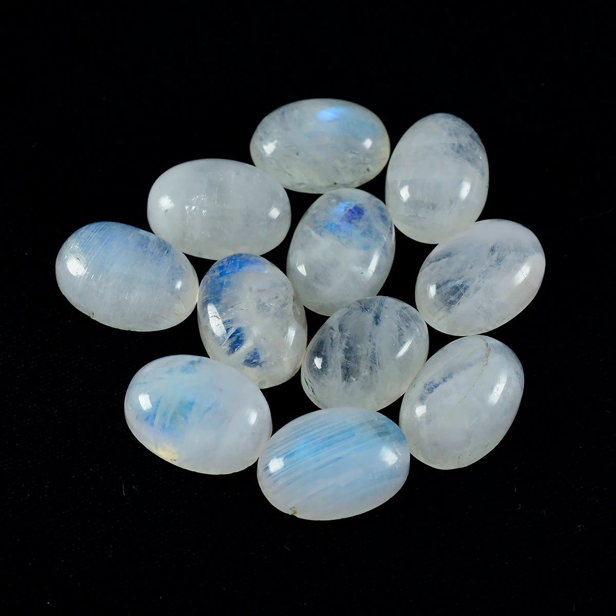 riyogems 1pc white rainbow moonstone cabochon 4x6 mm oval shape handsome quality loose gem