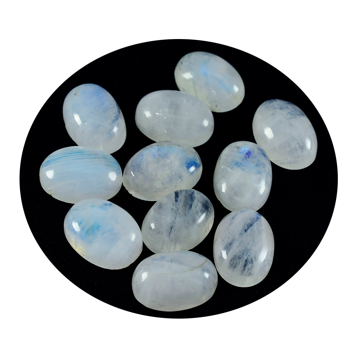 riyogems 1pc white rainbow moonstone cabochon 5x7 mm oval shape good looking quality loose gems