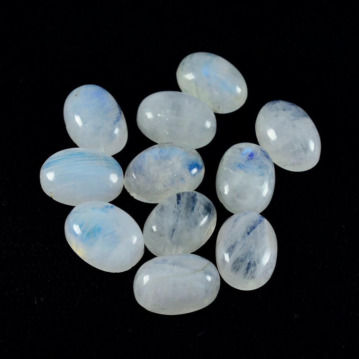 riyogems 1pc white rainbow moonstone cabochon 5x7 mm oval shape good looking quality loose gems