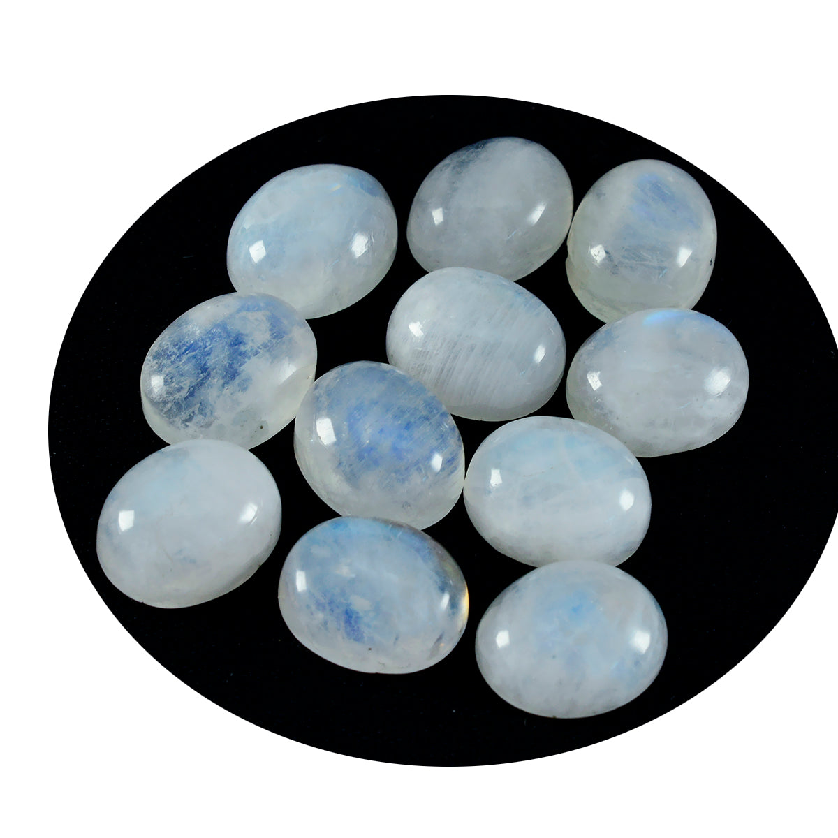 riyogems 1pc white rainbow moonstone cabochon 6x8 mm oval shape nice looking quality loose stone