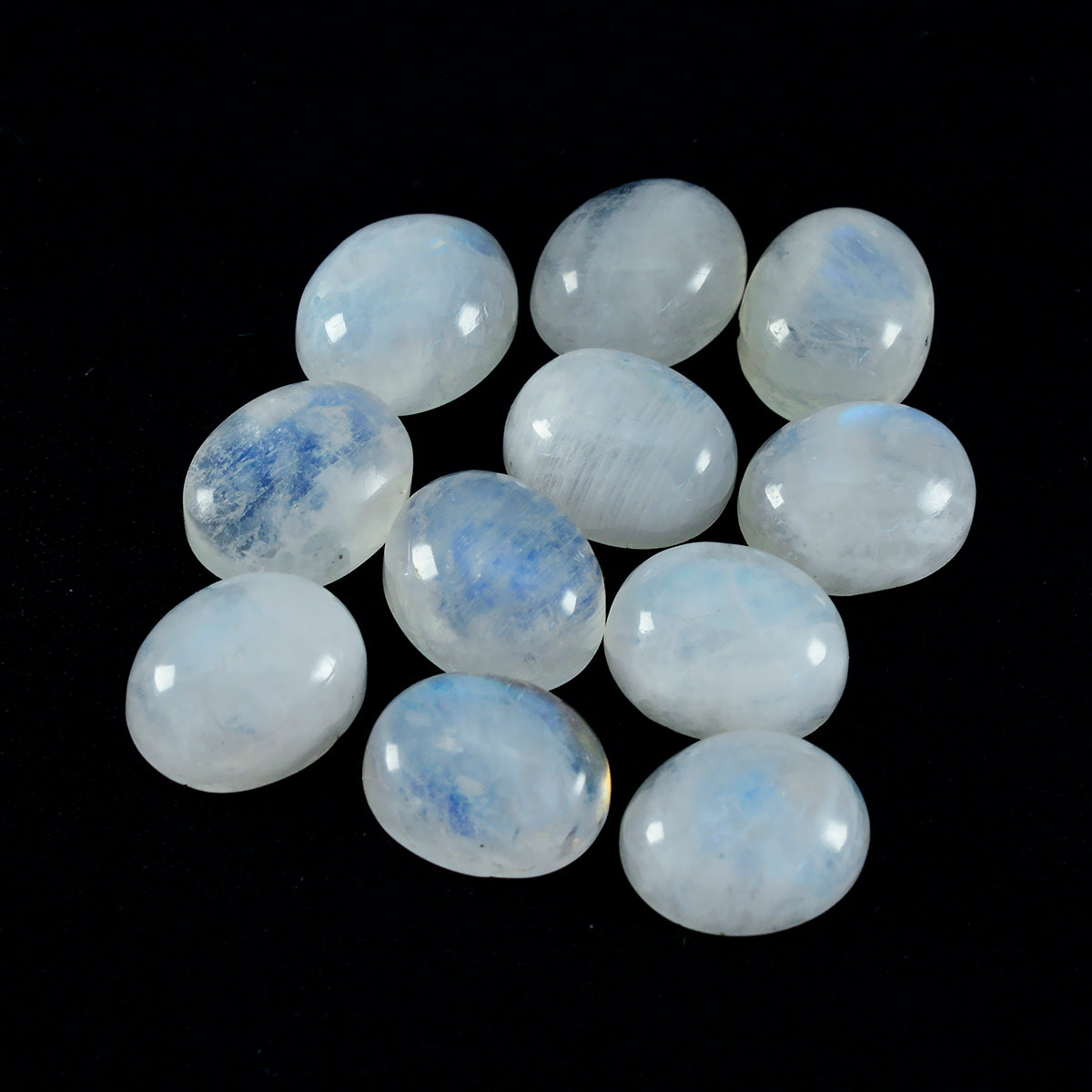 riyogems 1pc white rainbow moonstone cabochon 6x8 mm oval shape nice looking quality loose stone