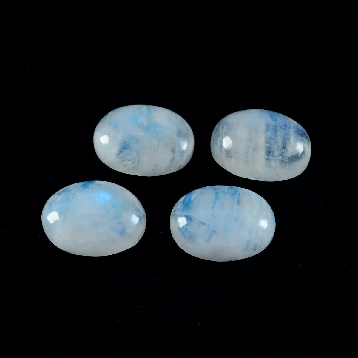 Riyogems 1PC White Rainbow Moonstone Cabochon 9x11 mm Oval Shape astonishing Quality Gems