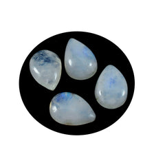Riyogems 1PC White Rainbow Moonstone Cabochon 10x14 mm Pear Shape beauty Quality Gemstone