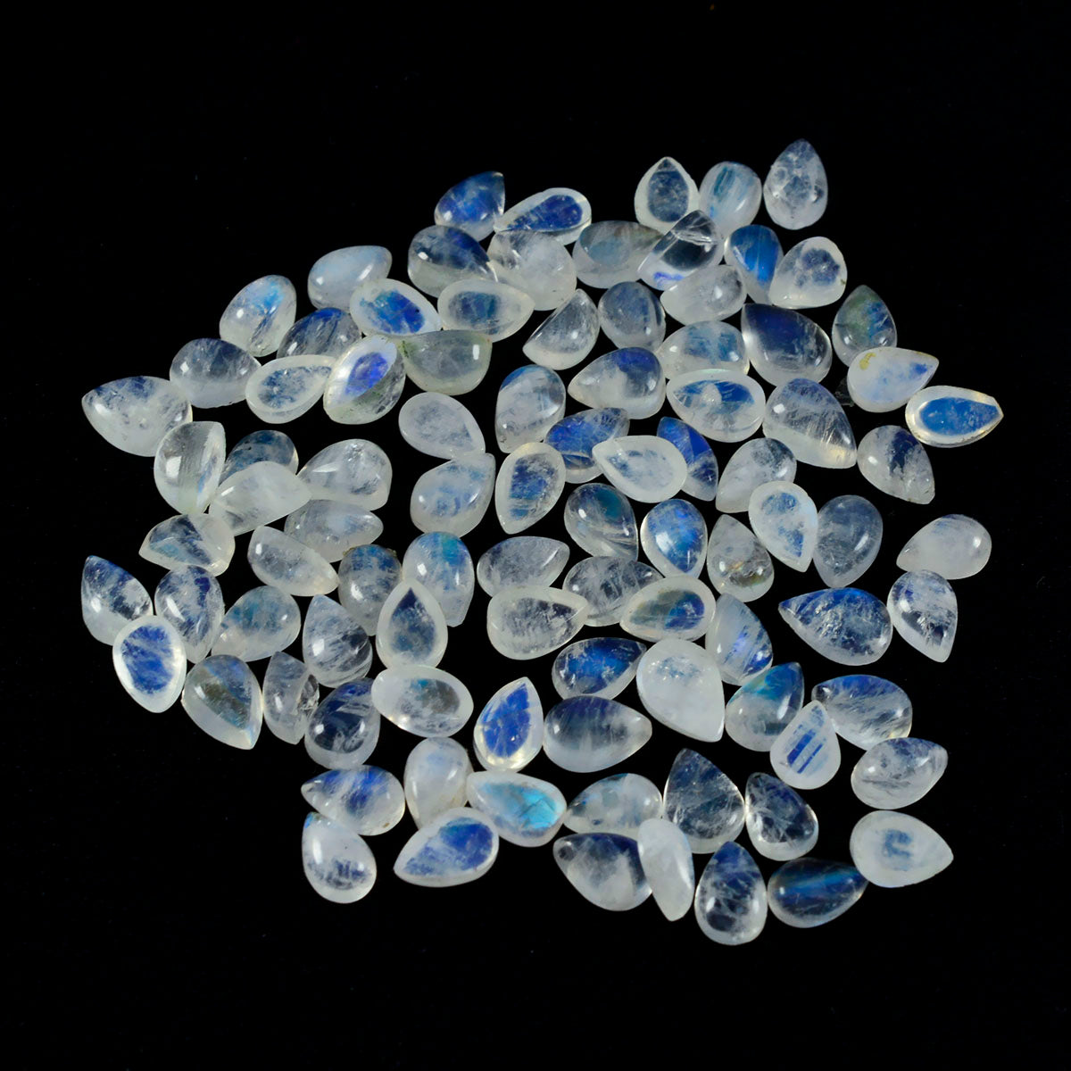Riyogems 1pc cabochon de pierre de lune arc-en-ciel blanc 3x5mm forme de poire pierres précieuses en vrac de qualité fantastique