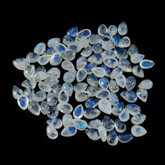 Riyogems 1PC White Rainbow Moonstone Cabochon 3x5 mm Pear Shape fantastic Quality Loose Gems