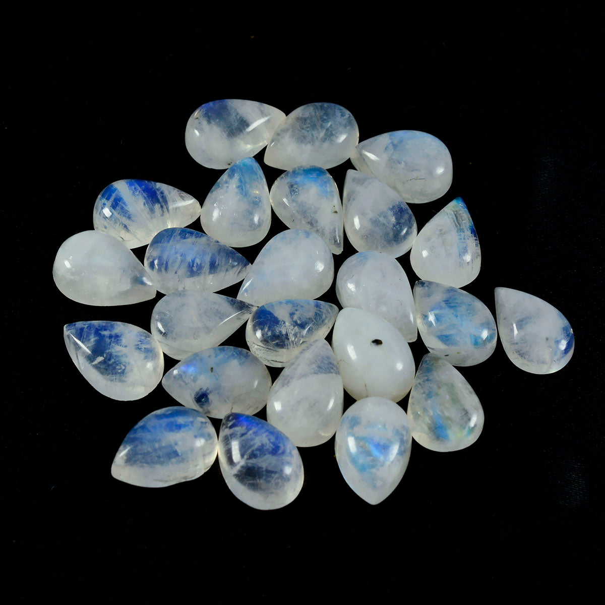 riyogems 1pc cabochon di pietra di luna arcobaleno bianco 6x9 mm gemma di qualità dolce a forma di pera