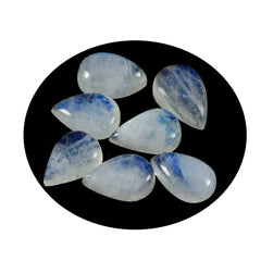 Riyogems 1pc cabochon de pierre de lune arc-en-ciel blanc 7x10mm forme de poire pierres précieuses de superbe qualité