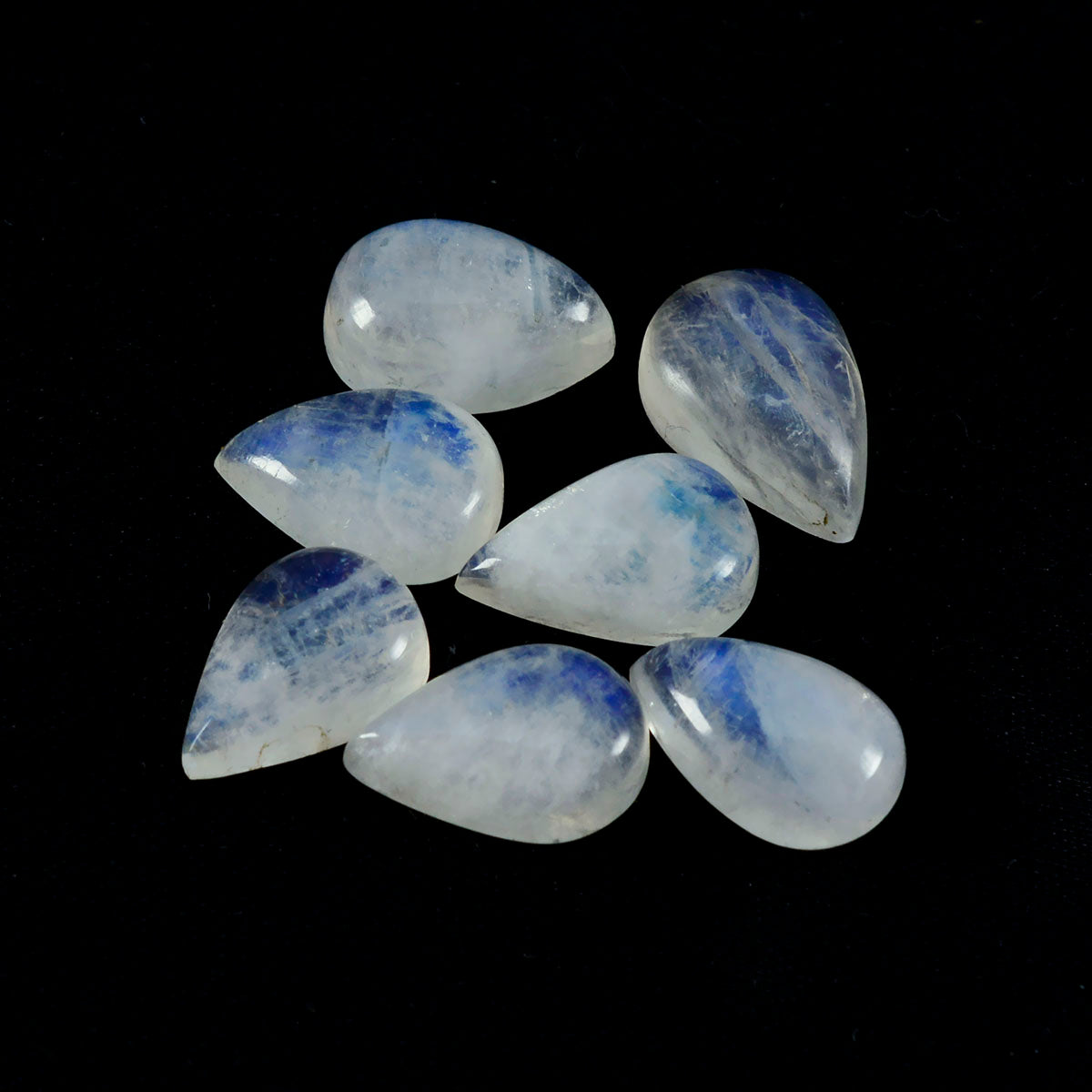 Riyogems, 1 pieza, cabujón de piedra lunar arcoíris blanca, 7x10mm, forma de pera, gemas de excelente calidad