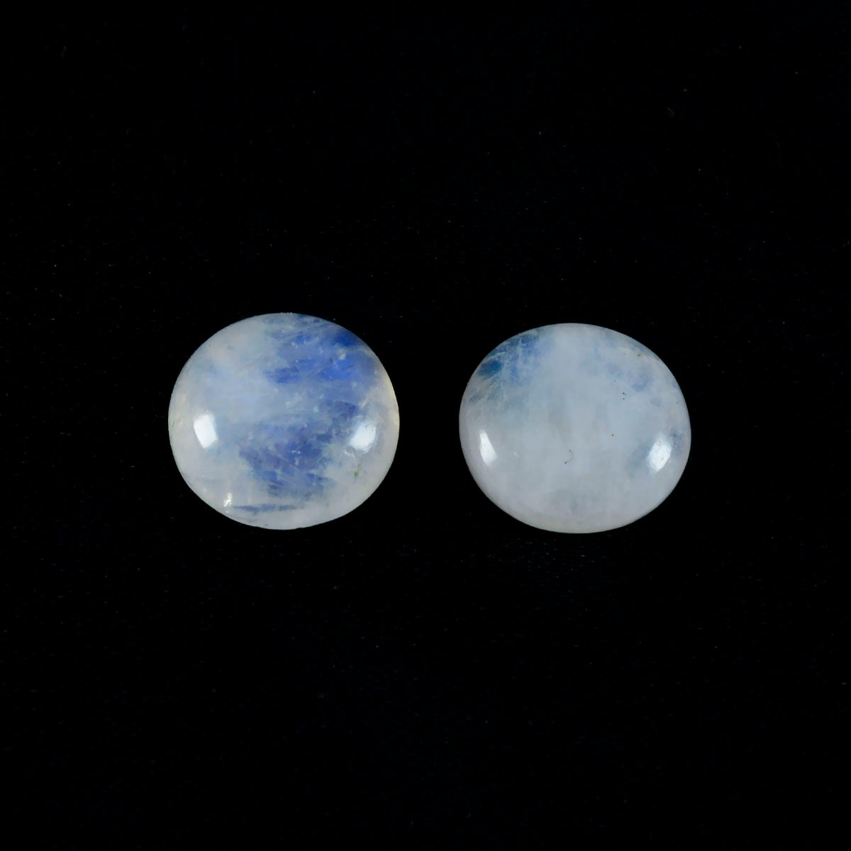 Riyogems 1pc cabochon de pierre de lune arc-en-ciel blanc 11x11mm forme ronde belle qualité pierres précieuses en vrac