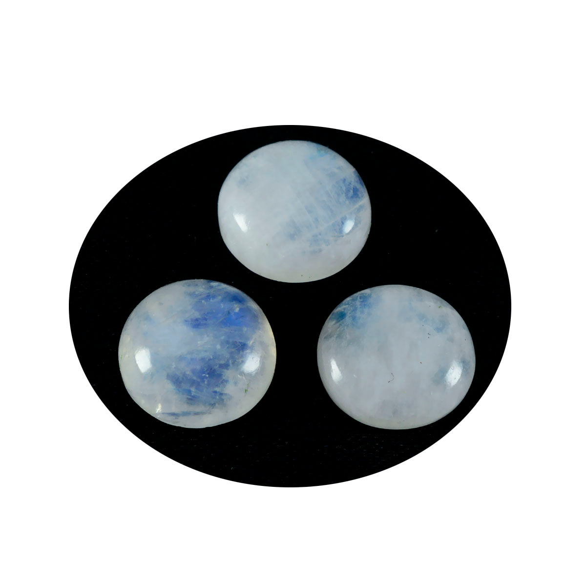 Riyogems 1 pièce cabochon de pierre de lune arc-en-ciel blanc 12x12mm forme ronde belle pierre en vrac de qualité