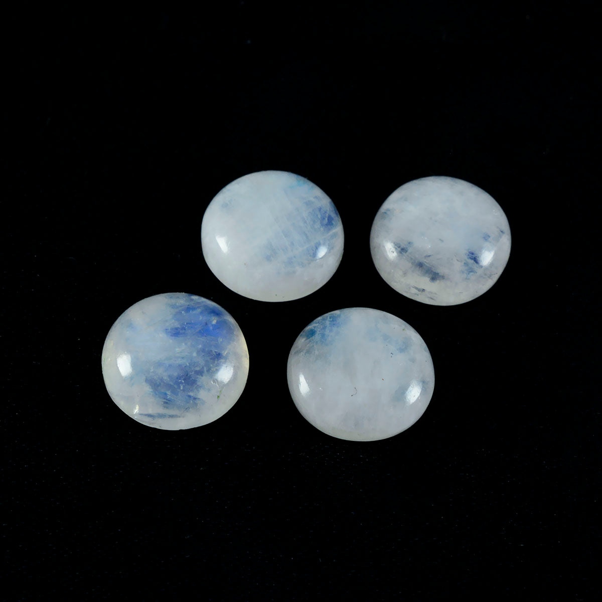 Riyogems 1PC White Rainbow Moonstone Cabochon 13x13 mm Round Shape attractive Quality Loose Gemstone