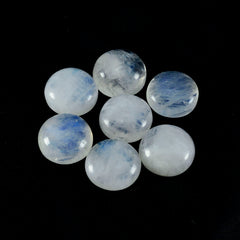 Riyogems 1pc cabochon de pierre de lune arc-en-ciel blanc 14x14mm forme ronde jolie pierre de qualité