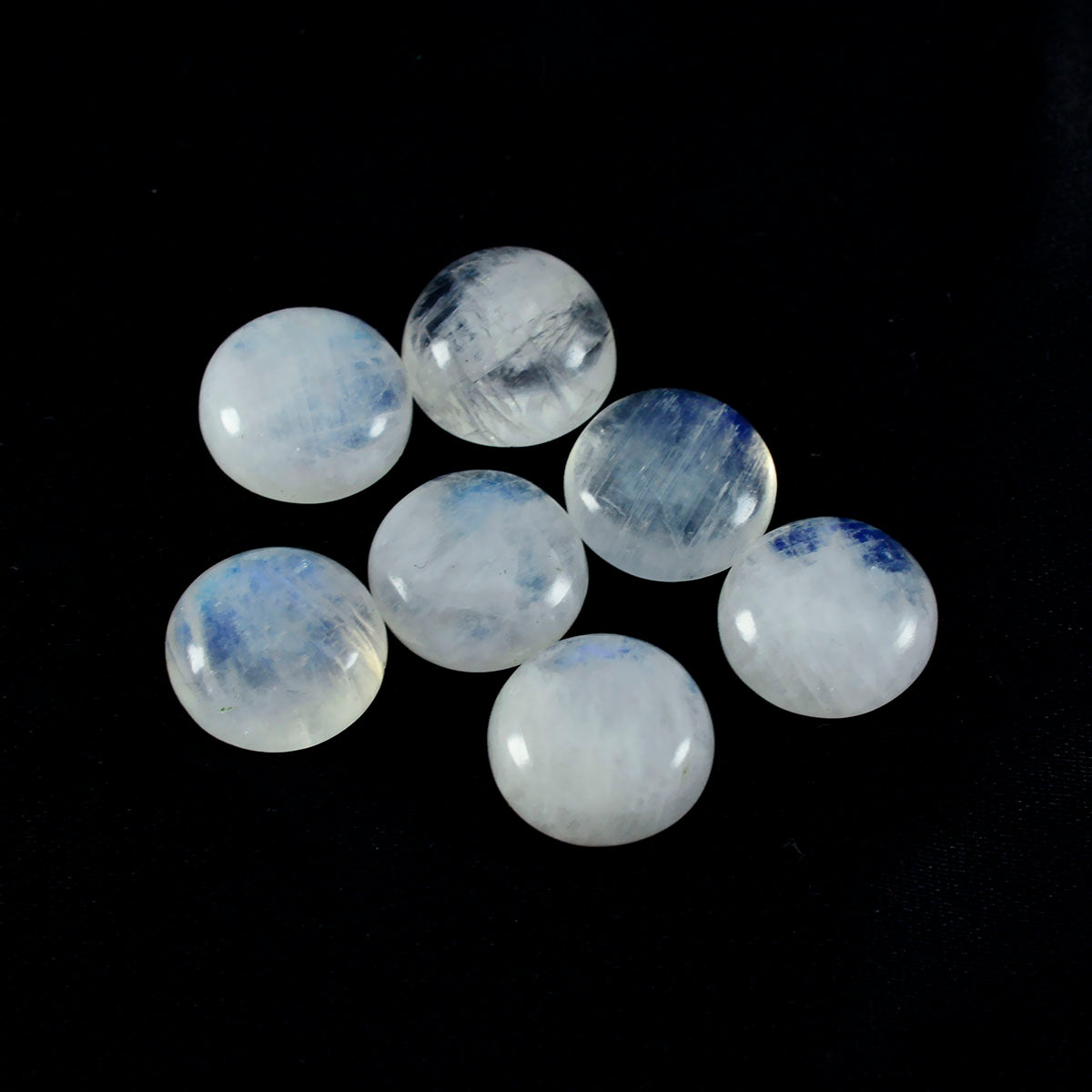 Riyogems, 1 pieza, cabujón de piedra lunar arcoíris blanca, 15x15mm, forma redonda, gemas de buena calidad