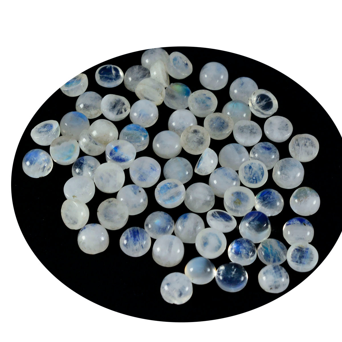 Riyogems 1PC witte regenboog maansteen cabochon 3x3 mm ronde vorm schattige kwaliteit losse edelstenen