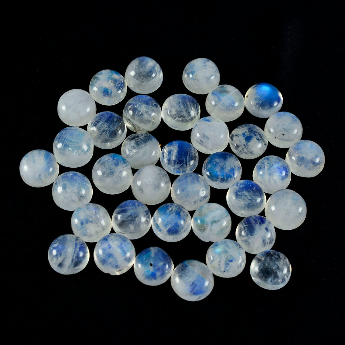 Riyogems 1PC White Rainbow Moonstone Cabochon 5x5 mm Round Shape AA Quality Loose Gemstone