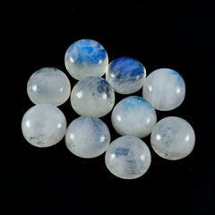 riyogems 1pc cabochon de pierre de lune arc-en-ciel blanc 8x8 mm forme ronde a+1 pierre de qualité