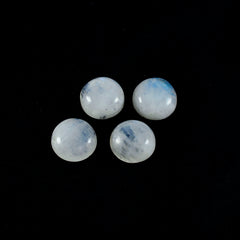 pieza de cabujón de piedra lunar arcoíris blanca de riyogems, piedra preciosa de calidad A1 de forma redonda de 9x9 mm