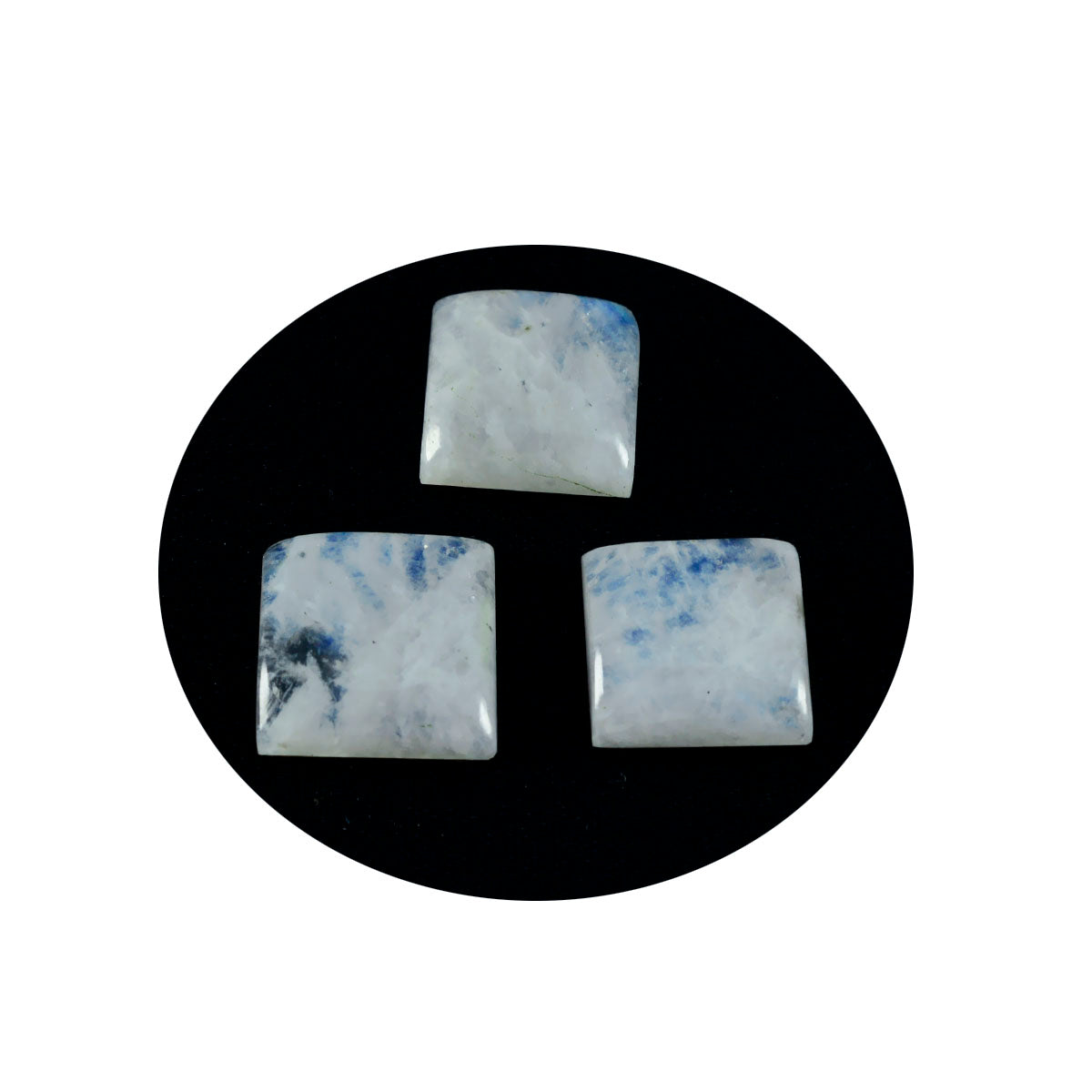 Riyogems 1 Stück weißer Regenbogen-Mondstein-Cabochon, 12 x 12 mm, quadratische Form, erstaunlicher Qualitätsedelstein
