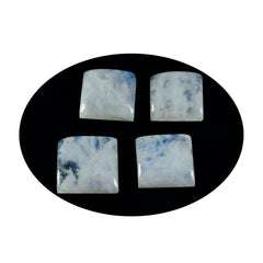 Riyogems 1 Stück weißer Regenbogen-Mondstein-Cabochon, 13 x 13 mm, quadratische Form, wunderbare Qualität, lose Edelsteine